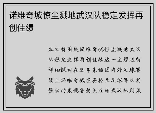 诺维奇城惊尘溅地武汉队稳定发挥再创佳绩